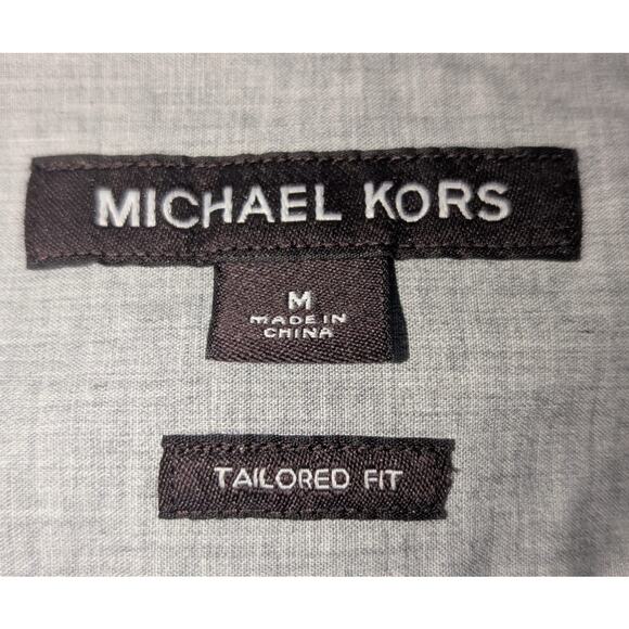 Mens Michael Kors Button Down Shirt Tailored Fit Size Medium Gray 100% Cotton - Picture 3 of 4